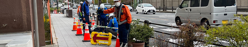 大阪市浪速区での交通誘導警備の様子