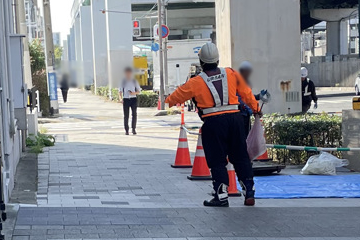 神戸市長田区のケーブル移設工事に伴う交通誘導警備(2025.11.06)