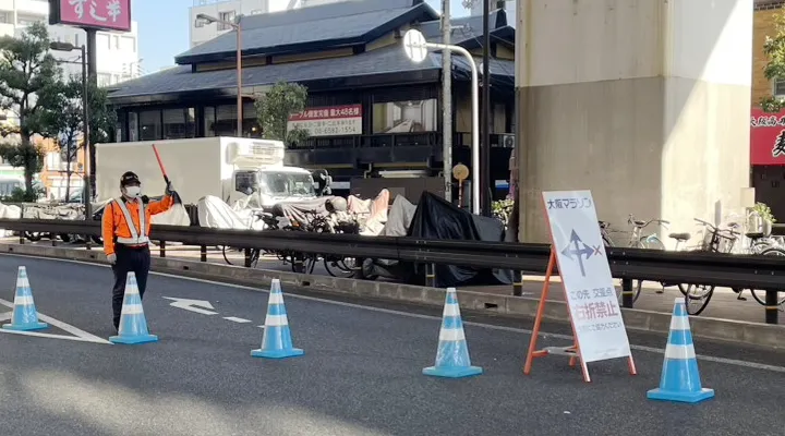大阪マラソン2026での警備の様子